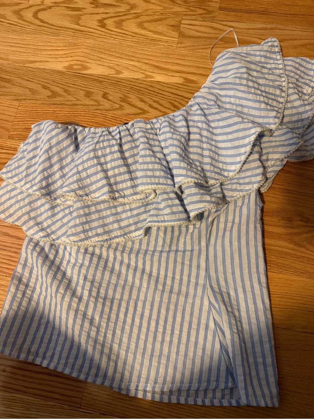 Endless Rose Light Blue & White Striped Top